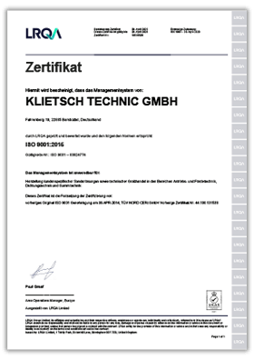klietsch technic zertifikat 00024774 qms deude ukas