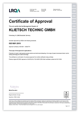lrqa certificate of approval klietsch technic gmbh 